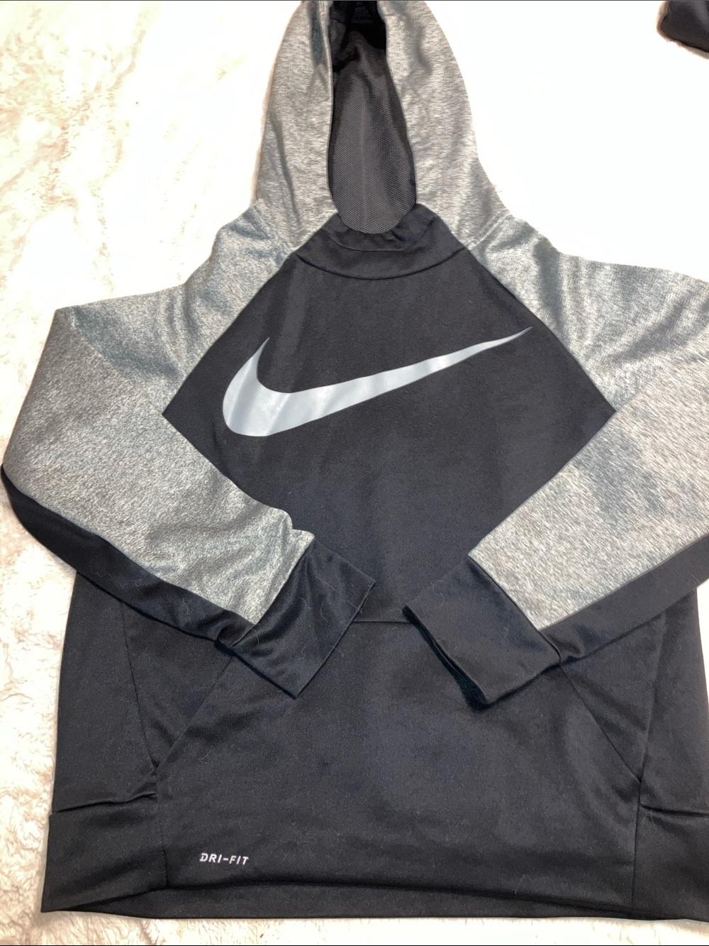 Nike Black Dri-FIT Pullover Hoodie with White Logo